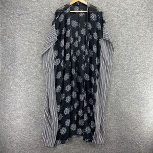 Lane Bryant Top Women One Size Black Geometric Open Front Short Sleeve Casual